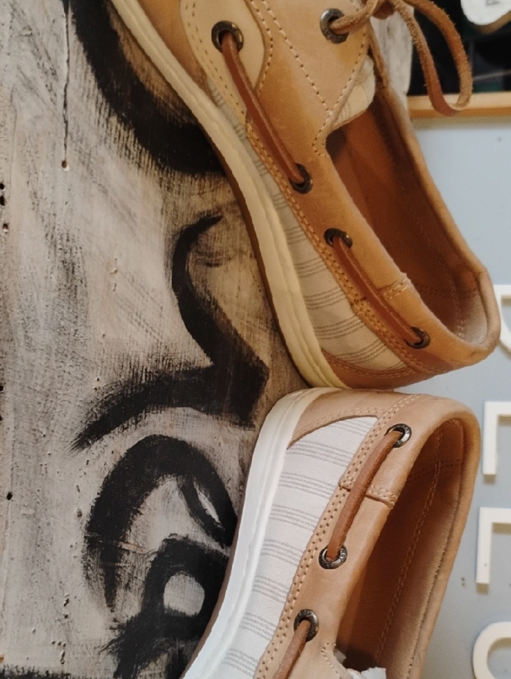 Sperry Tan Leather Boat Shoes - Lace Up Casual - Picture 5 of 8